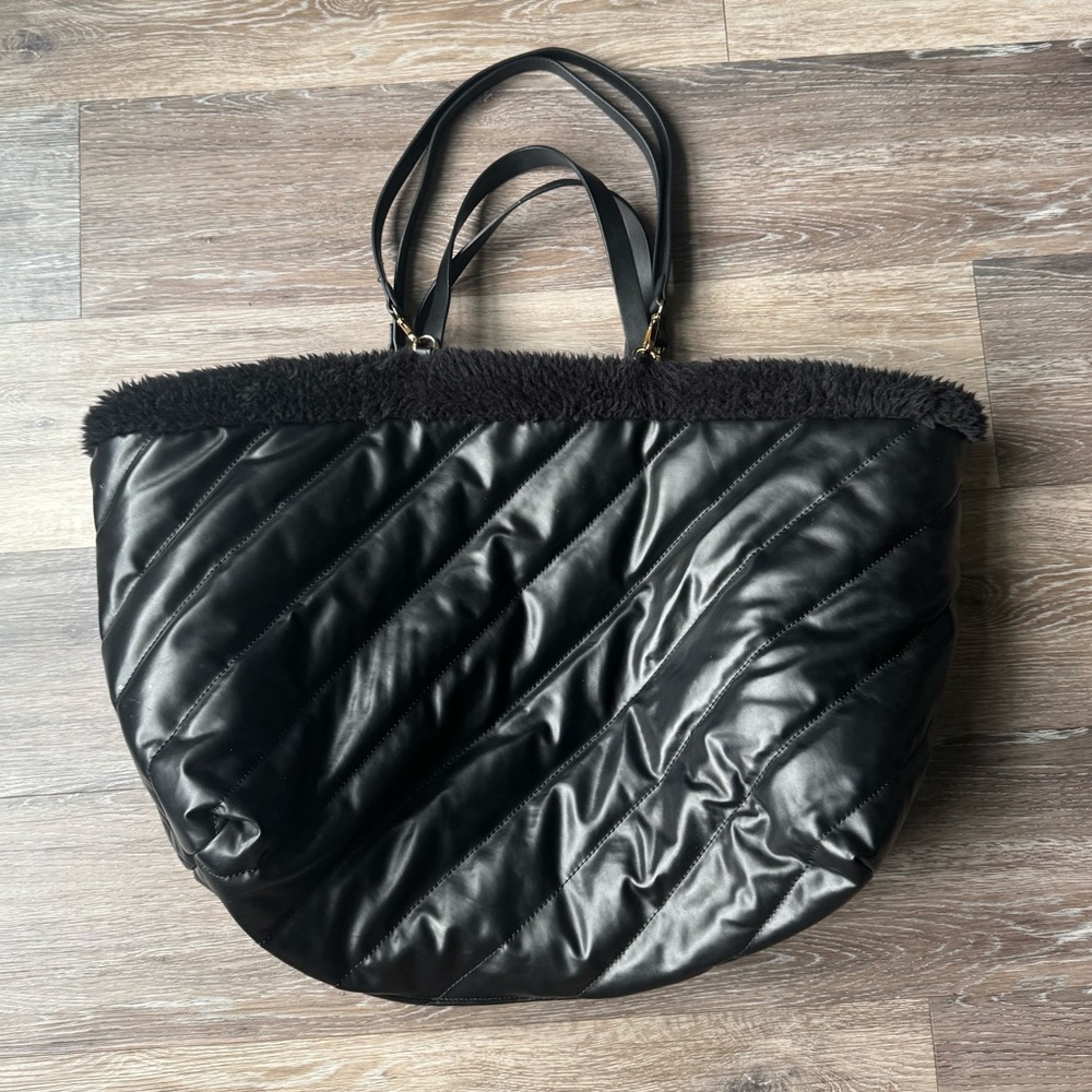Anthropologie Black Reversible Tote with Pouch